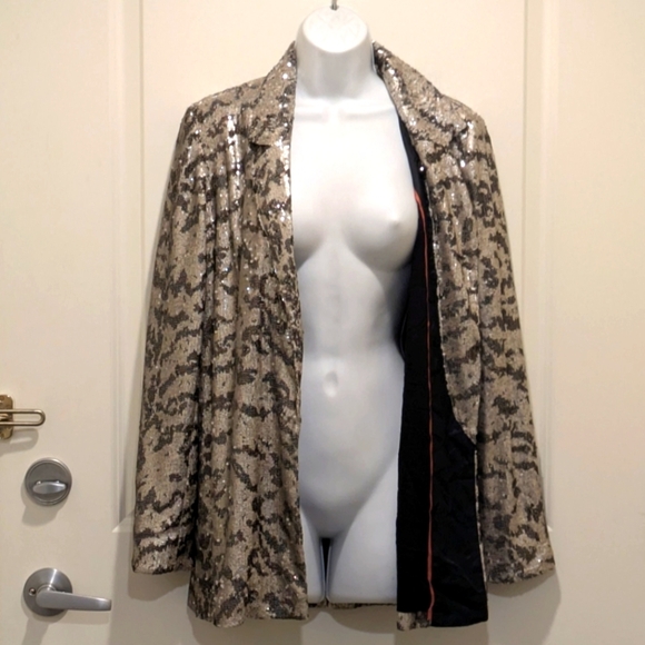 EUC Maeve by Anthropologie S Jordyn Sequined Snap Front Blazer - Picture 6 of 9